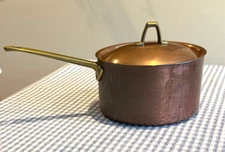 Vtg 1801 Revere Solid Copper 2 Qt Saucepan + Lid Signature Collection USA Lined