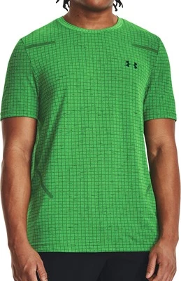 Under Armour Seamless Grid Herren Training Top Grün Kurzarm Gym T-Shirt