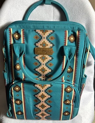 Wrangler Aztec Backpack Organized Turquoise Diaper Bag W/ Stroller Strap NIB