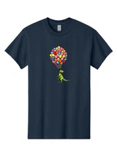 T-Rex-With-Balloons-2 Mens Graphic Tee, 100% Cotton, Casual Summer Wear