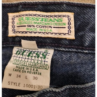 VTG Guess Jeans Mens 34x29 Blue Made In USA Regular Straight Med