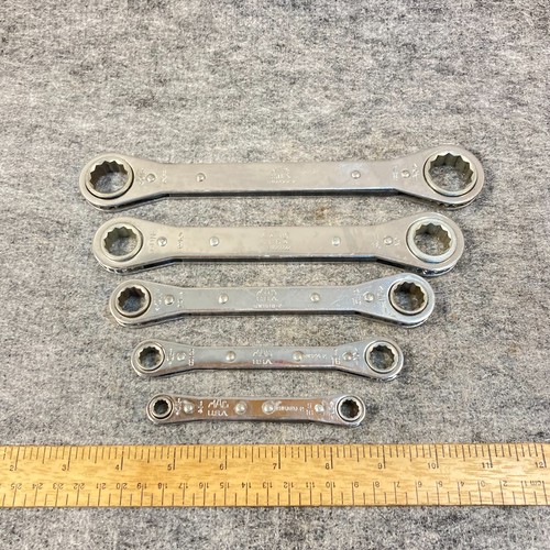 Vintage Mac Tools 5 Pc Set Wrench Ratcheting Box End SAE 12 Point USA