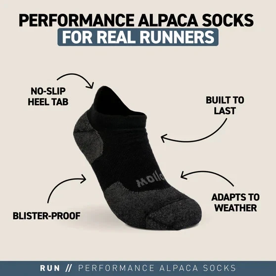 New Hollow Alpaca Run Below Ankle Tab Socks Black Large Men 10-13 Women 10.5-13