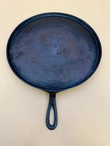 Vintage Griswold Cast Iron Griddle #10 Large Block Logo 610