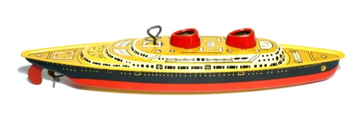 1940's  Vintage SS Wolverine Litho Tin  Luxury Liner  No. 93a Wind Up Toy Boat