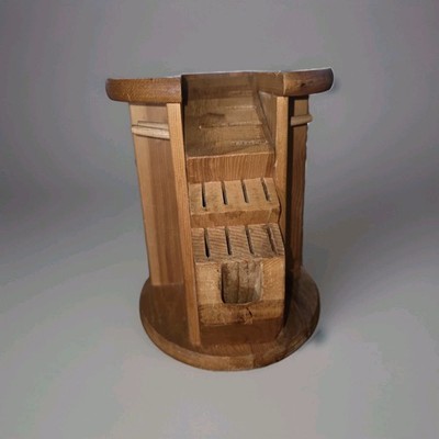 Vintage Cutlery Rotating Wooden Knife Block Holder Storage Block