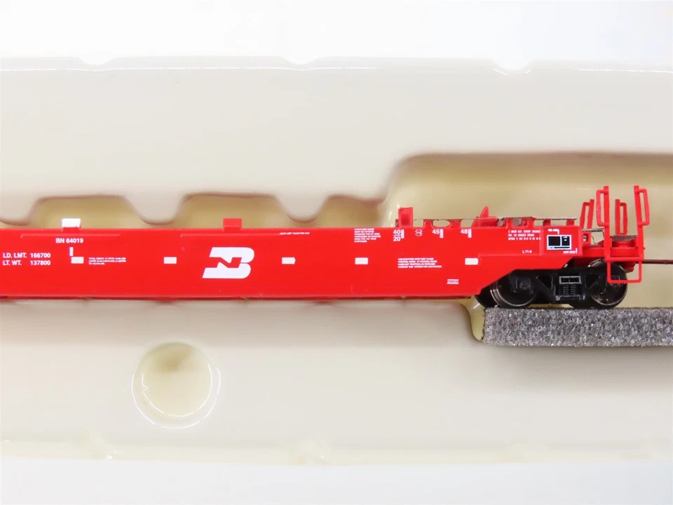 N Scale Athearn 17214 BN Railway 3-Unit Drawbarred Husky Stack Set - Image 3 of 4