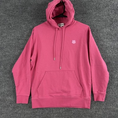 Kenzo Hoodie Womens XS Relaxed Logo Sweatshirt Cotton Pink Pullover Quiet Luxury