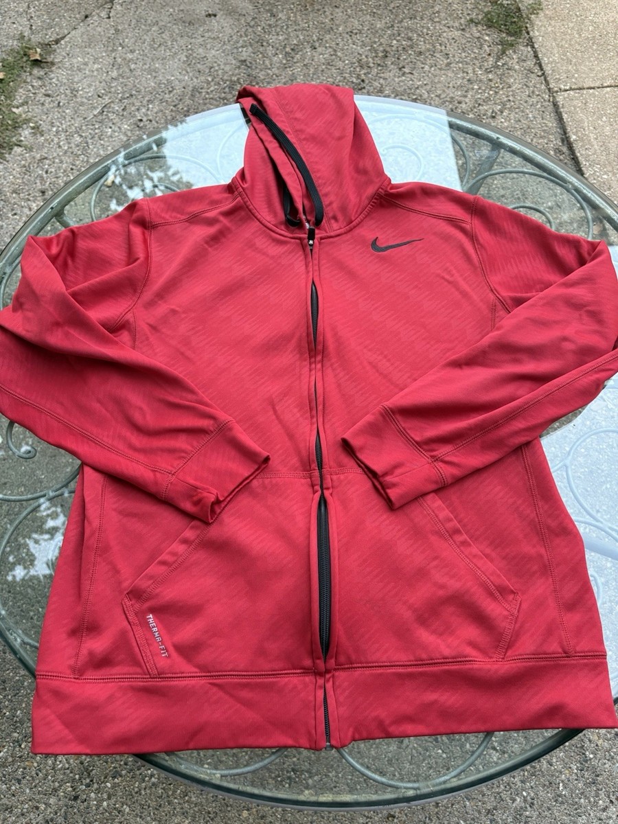 Nike Hoodie Mens Large Black Red Full Zip Therma-Fit Basketball - Main Image