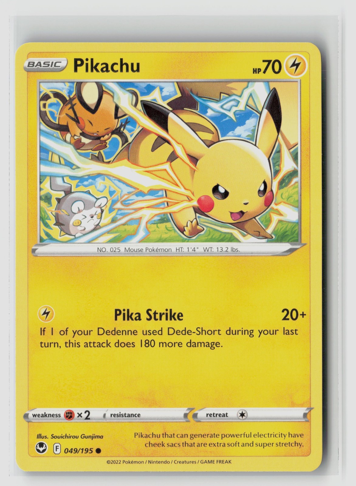 Pikachu #049/195 Swsh12 Silver Tempest Common Non Holo Pokemon TCG NM