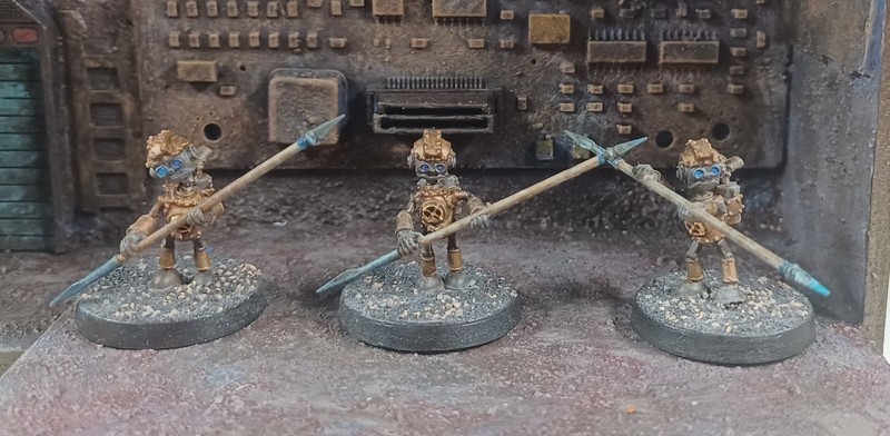 PAINTED 3 Steampunk Clockwork Robots with Electro-spears Wolsung 28mm Minions
