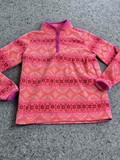 OshKosh B gosh Girls Size 12 Pink Orange Fleece Quarter Zip Pullover