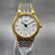 Longines Flagship Watch Women 24mm White Dial Two Tone Date Round 7291 New BattA