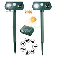 2pc Upgraded Animal Repeller Ultrasonic Solar Power Outdoor Pest Cat Mice Sensor