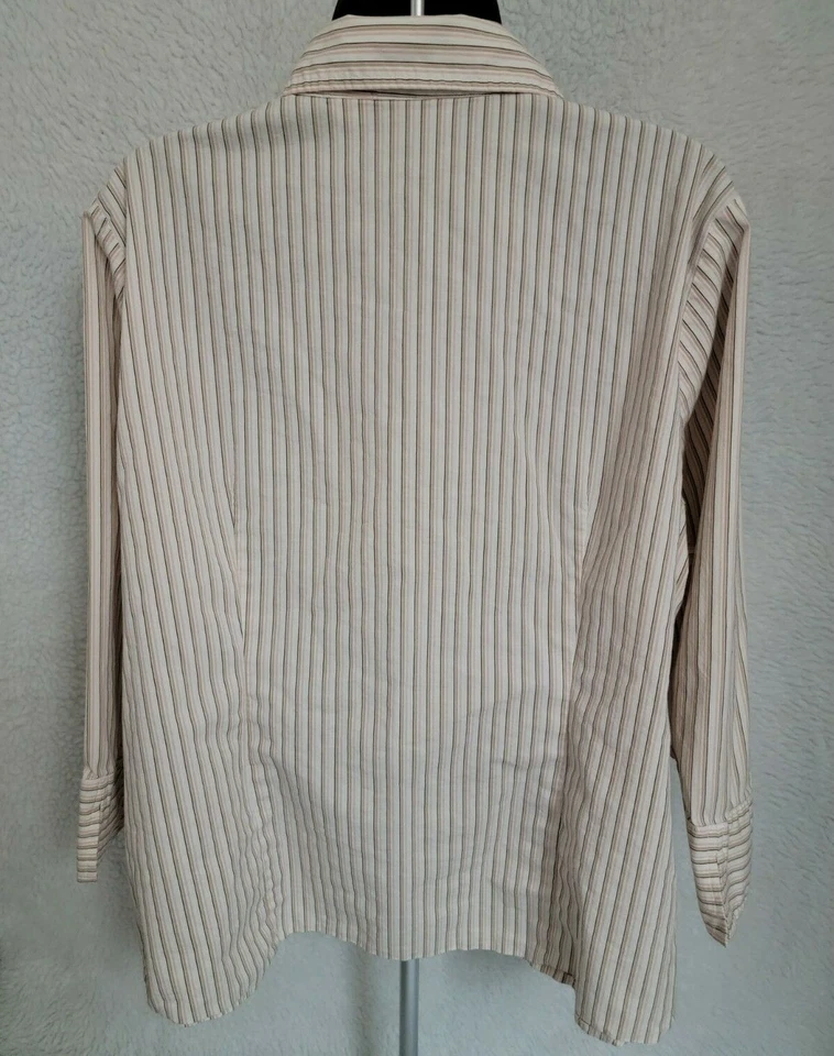 Blusa Top Villager Liz Claiborne Mujer Talla 18W Marrón Blanco Negro Rayas Foto 4 de 4