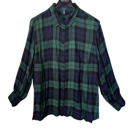 Ralph Lauren CHAPS Shirt Button Up Blouse Top Pla… - image 1