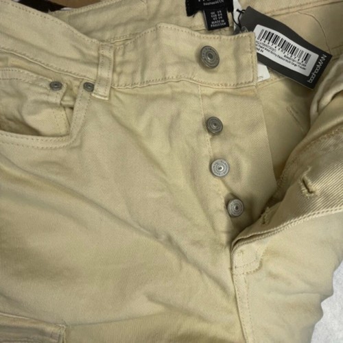 NEW Cargo Pants Men's Size 34 Tall Beige Slim Fit Skinny Button Fly Canvas Denim - Picture 5 of 13