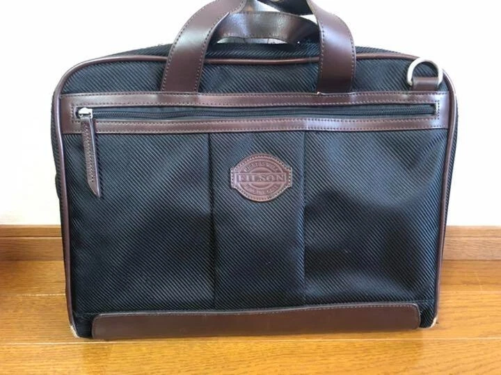 FILSON MALETÍN BOLSO PARA PORTÁTIL NEGRO PC Resistente Sarga Nylon Cuero Logo Raro Foto 2 de 4