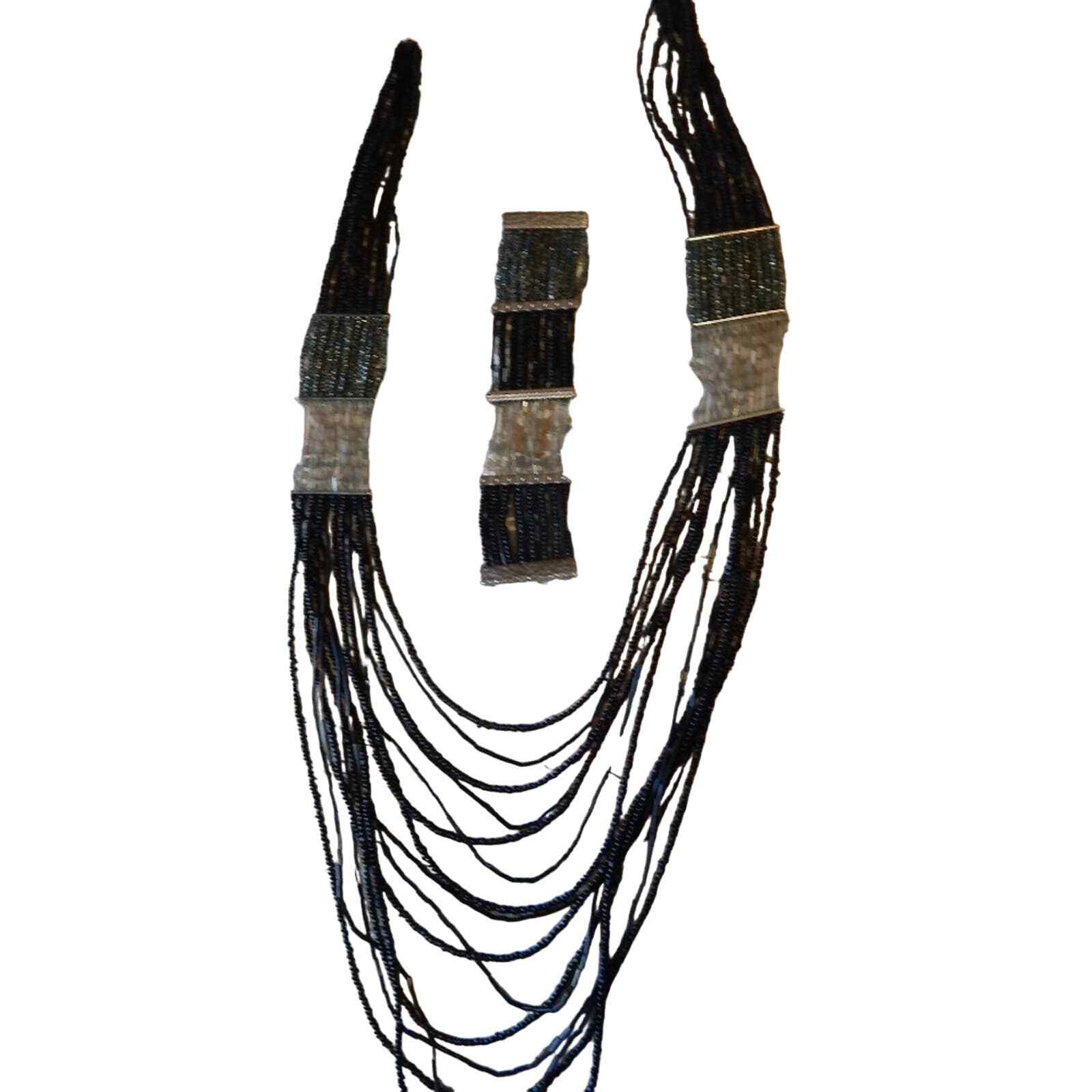 BoHo Long Beaded Necklace w/Matching Bracelet Set eBay