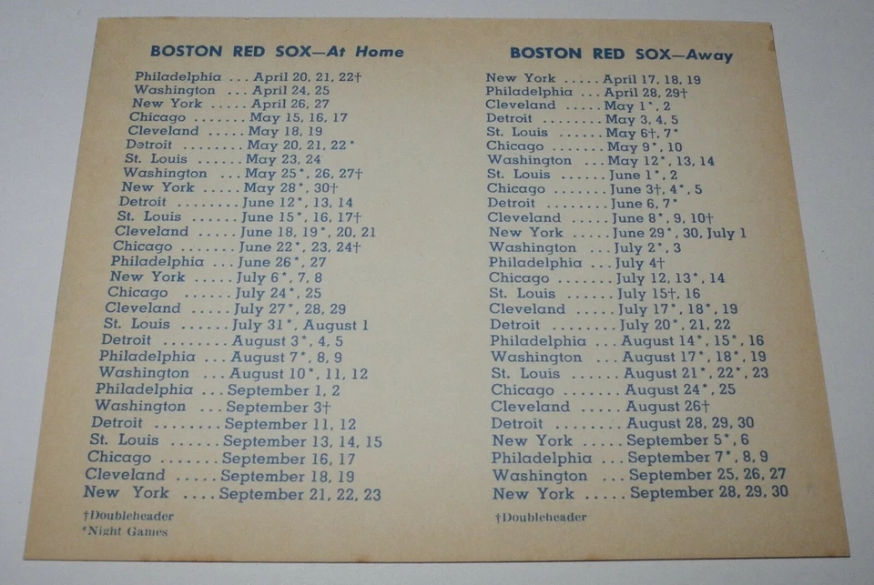 1951 Baseball Red Sox Program Guide Schedule Fenway Park Atlantic Ted Williams - Image 2 of 2