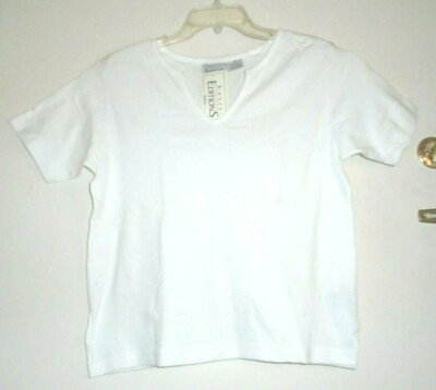 Women's Vintage Basic Editions Soft V-Neck White Comfortable T-Shirt Top Sz  M