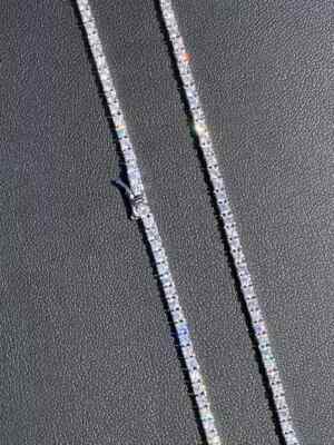 3mm Round Cut Lab Created Diamond Men's Tennis Necklace 14K White Gold Plated