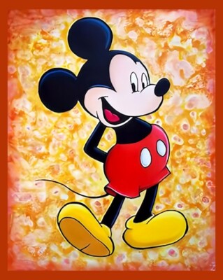 Mickey Mouse With Splatter Orange Yellow Disney Character