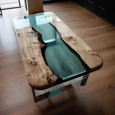 Unique Epoxy Resin Dining Table – Live Edge Wood, Custom Design, Modern Look