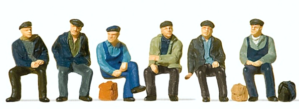 Preiser 10351 Sitzende Industrie- Und Hafenarbeiter 6 Figuren H0 1:87 Handbemalt-image