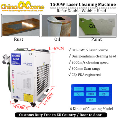 Industry 1500W Handheld Fiber Laser Cleaning Machine for Remove Rust Oil & Paint