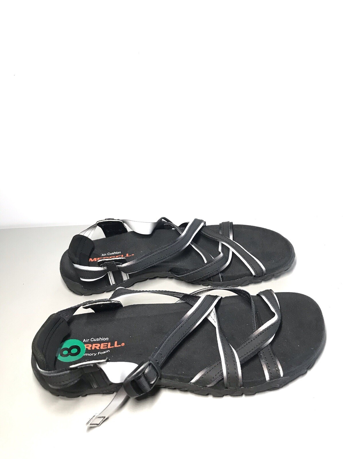 Merrell Memory Foam Sandali Sportivi Sintetici Pelle Nero Argento Donna 8M 39EU