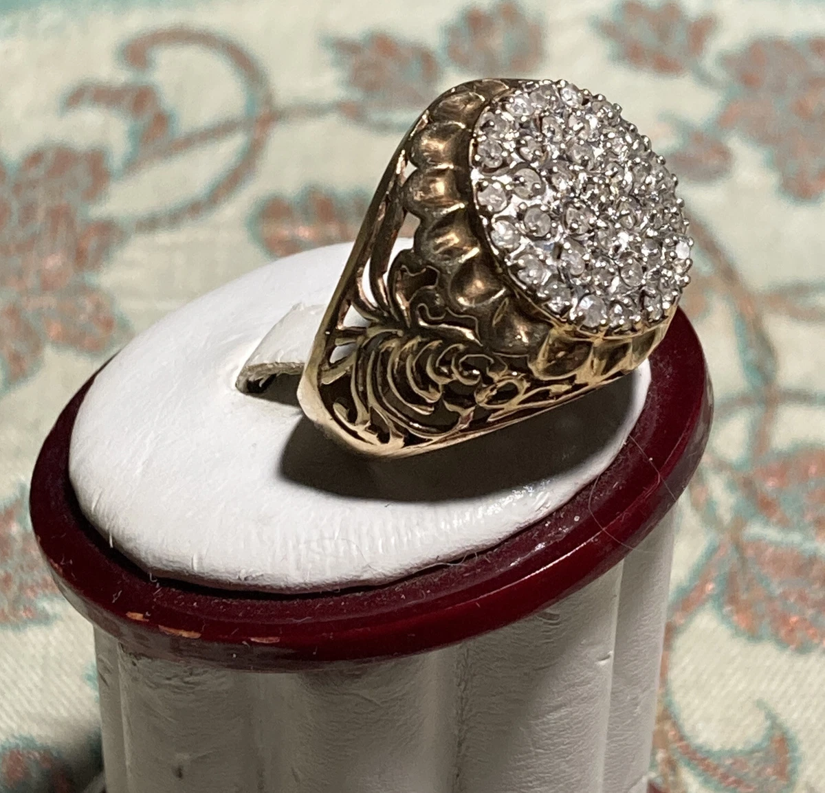 Men s 1 Cttw Diamond Kentucky Cluster Ring in 10k Yellow Gold Size 9.75