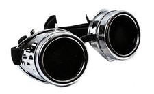 Silver Plain goggles cyber punk biker gothic rave cosplay aviator Burning Man