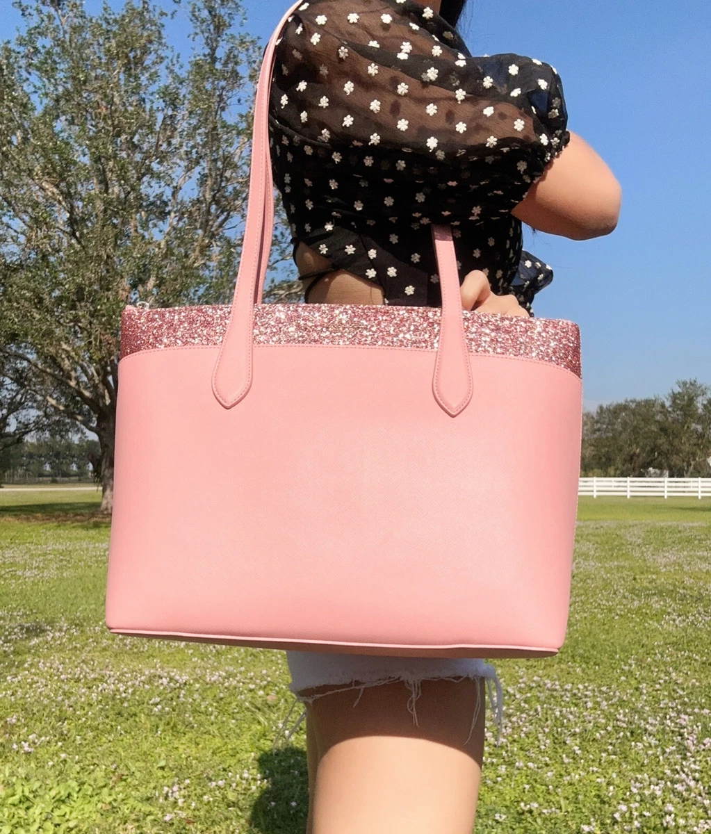 Kate Spade Greta Flash Glitter Large Top Zip Tote Pink