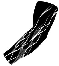 Youth Boys Football Baseball Shooter Compression Arm Sleeve Silver Black Tribal