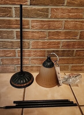 New! Country French Pendant Light Provence Thomasville Lamp Old Iron Crackle