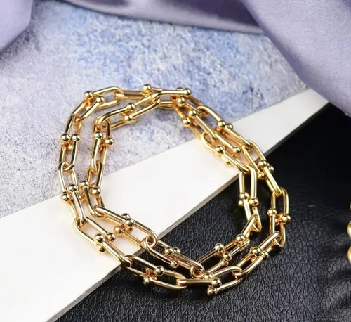 Italian 18K Solid Gold Horseshoe Link Chain Bracelet U-Shape Jewelry 7" - Picture 11 of 20