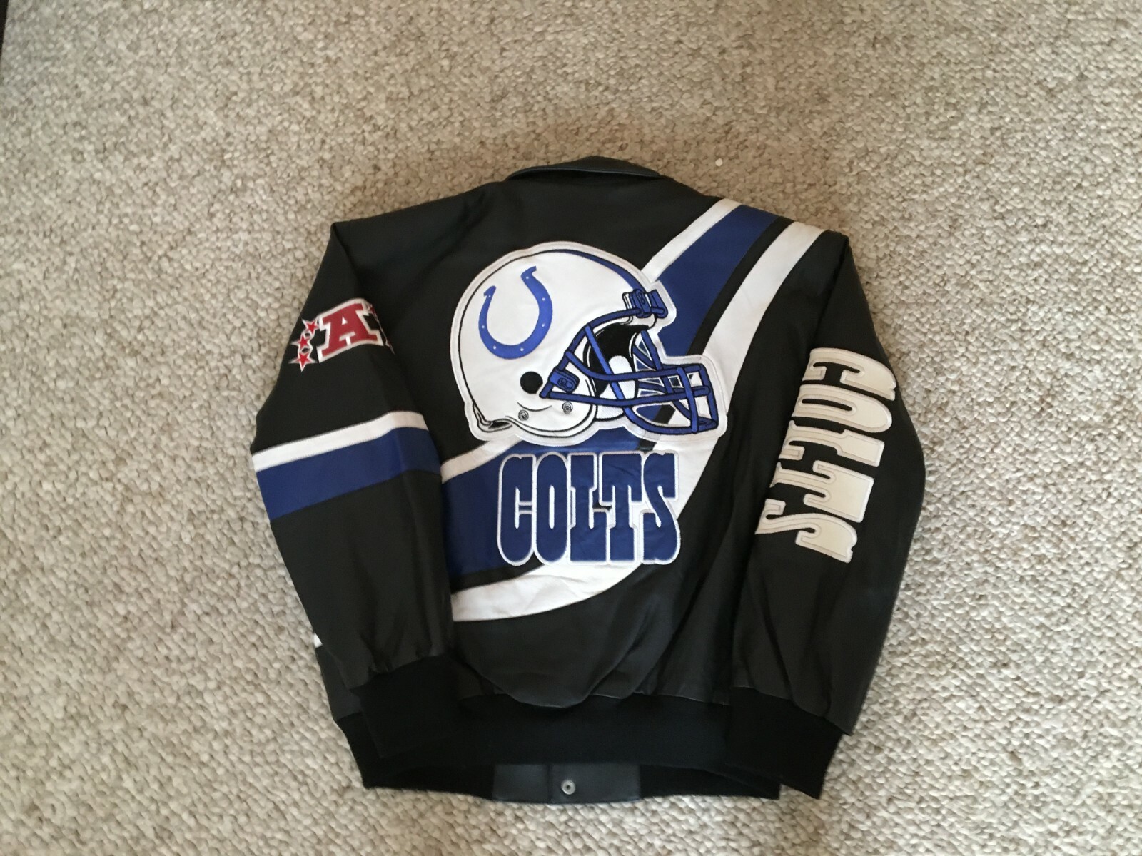 NFL JEFF HAMILTON/REEBOK Indianapolis Colts LEATHER JACKET/ COAT SIZE s/m 