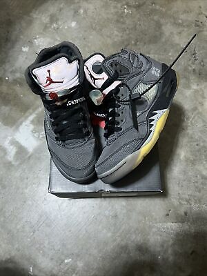 Fashion basketball shoes sneakers, men's shoes，Off-White x Air Jordan 5  Black CT8480-001