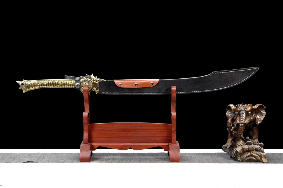 Hoja de espada fina Glaive WUSHU espada ranura manganeso borde de acero dragón DAO Foto 3 de 4