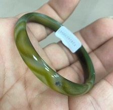 Certified 50mm Natural Green Agate Chalcedony Jewelry Bangle healing 9943