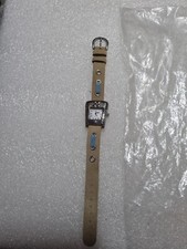 Le Chat Ladies Quartz Watch. Beige Denim Strap, Silver Case, White Dial 