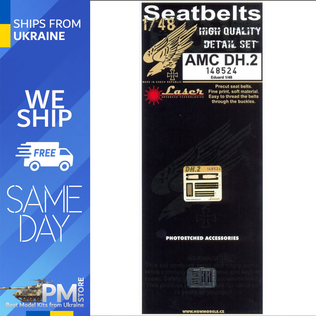 HGW 1/48 scale AMC DH.2 Pre-cut Laser Seatbelts for Eduard kit - 148524 HGW 1/48 scale AMC DH.2 Pre-cut Laser Seatbelts for Eduard kit - 148524