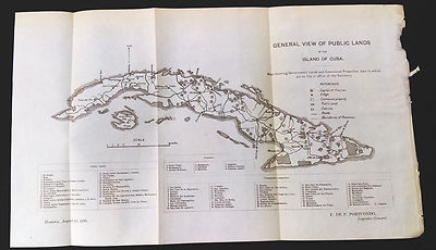 1899 Habana Cuba View of Public Lands Map P. Poruondo Inspector General