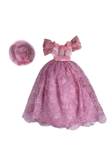 Vtg Barbie Romantic Wedding Party #3105 Bridesmaid Dress & Hat 1986 Mattel Pink