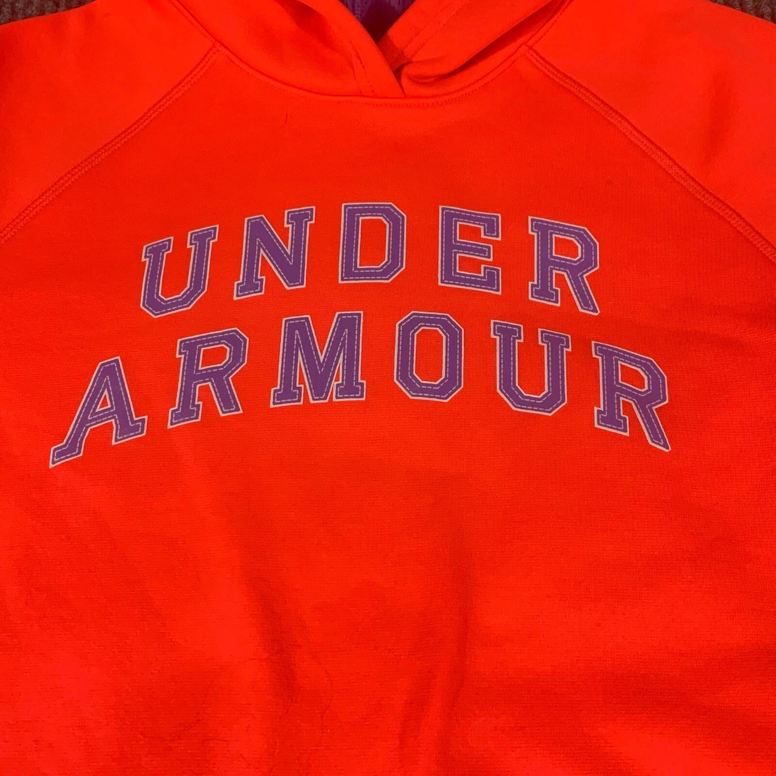 VETEMENTS Under Armour Felpa con Cappuccio Youth XL Extra Large Rosa Vestibilità Larga Manica Lunga Fori Pollice