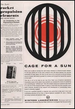 1957 Systems Labs Corp. Sherman Oaks California SLC "Cage For The Sun" Print Ad