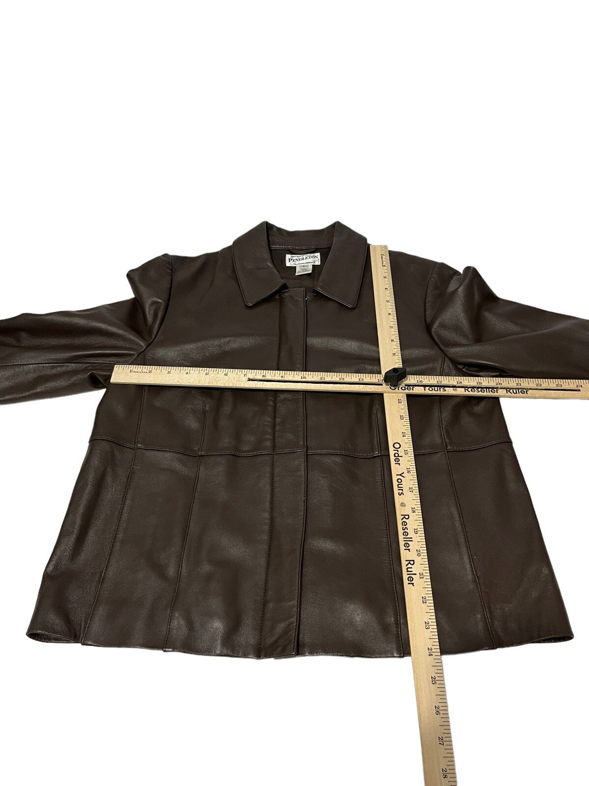 Pendleton Jacket BROWN Leather Buttons Women size… - image 2