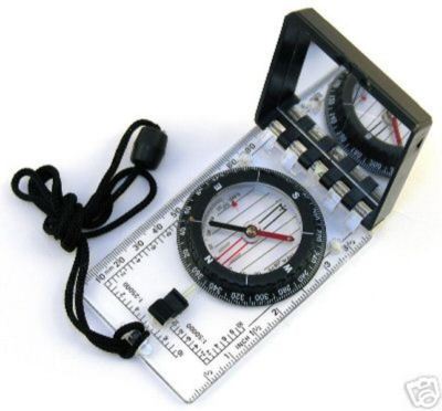 New Sighting Mirror Compass  Model C102 w/ Acrylic Clear Plate Lanyard