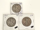 3- 1921 Walking Liberty Silver Half Dollars P,D,S